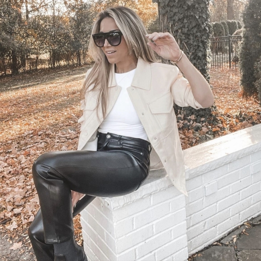 JOIE Vegan Leather Slim Straight Black Zip Pants Limited Edition Eco Washable 10